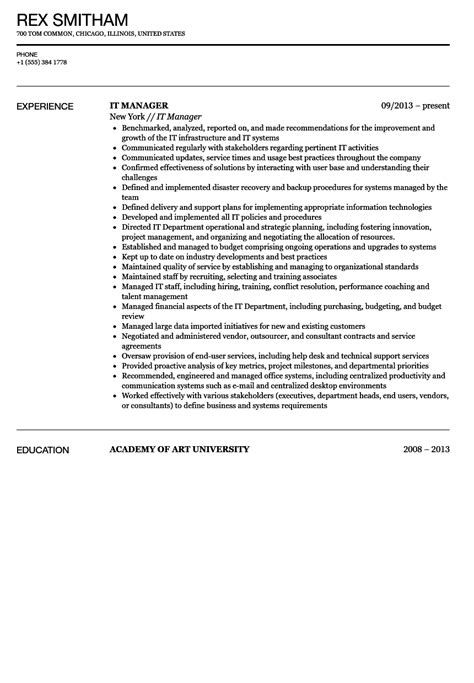 IT Manager Resume Sample | Velvet Jobs