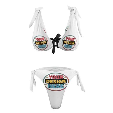 Personalized Custom Womens Stylish Bow Tie Bikini Set For Sunbathing