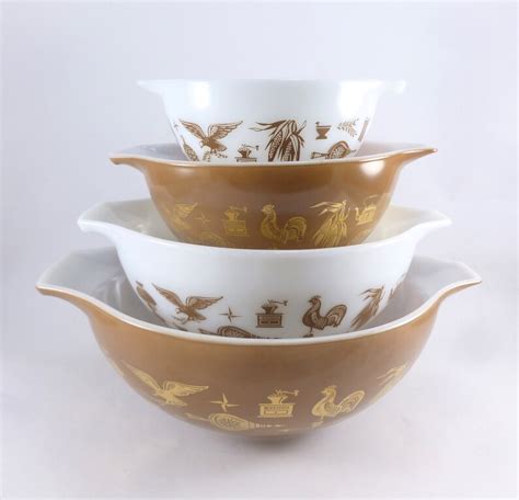 Pyrex Early American Cinderella Mixing Bowl Complete Set 441 Etsy