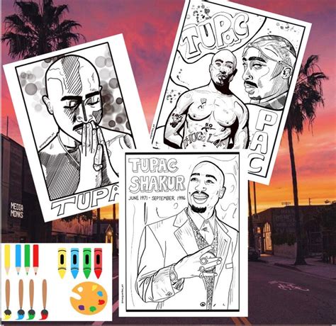 Tupac 3 Coloring Sheets Etsy