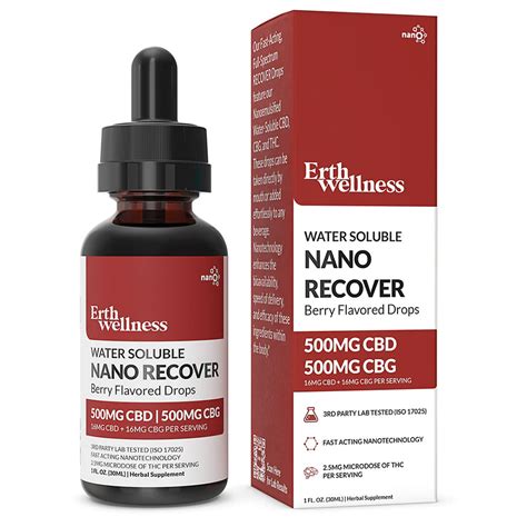 Erth Wellness 500mg Nano Recover Cbd Cbg Thc Drops 30ml