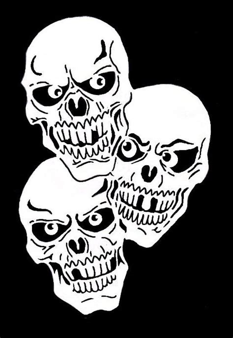 High Detail Airbrush Stencil Three Joined Skulls Free Uk Postage