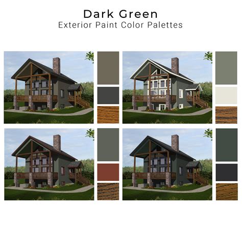 Dark Olive Green Exterior Paint Palettes Green House Exterior Paint Colors - Etsy