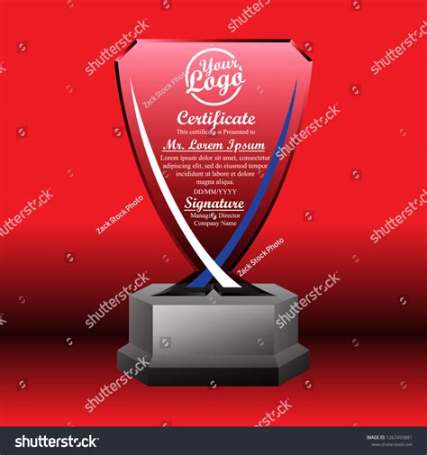 Crystal Trophy Certificate Design Template On Stock Vector (Royalty ...