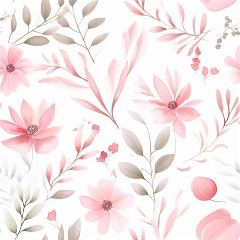 Premium Photo A Floral Wallpaper With Pink Flowers And Leaves