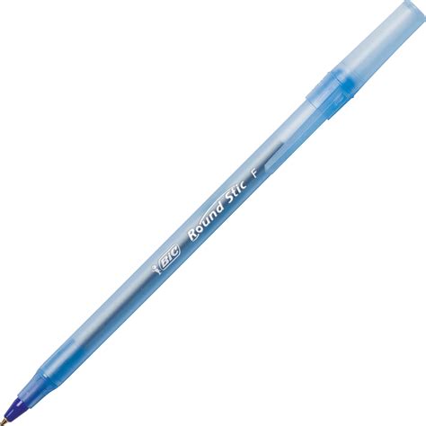 BIC Round Stic Ballpoint Pens - Fine Pen Point - Blue - Blue Barrel ...