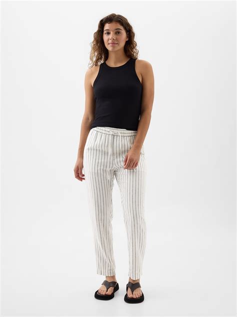 Mid Rise Easy Linen Blend Pants Gap Factory