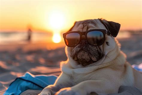 Pug Wearing Sunglasses Dog Outdoors Premium Photo Rawpixel