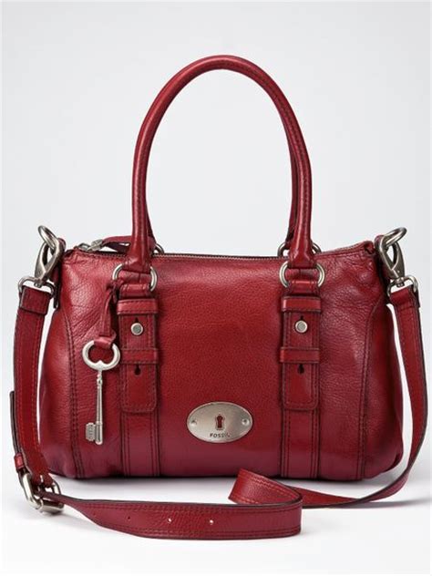 Fossil Fossil Maddox Leather Satchel Bag In Brown Red Lyst