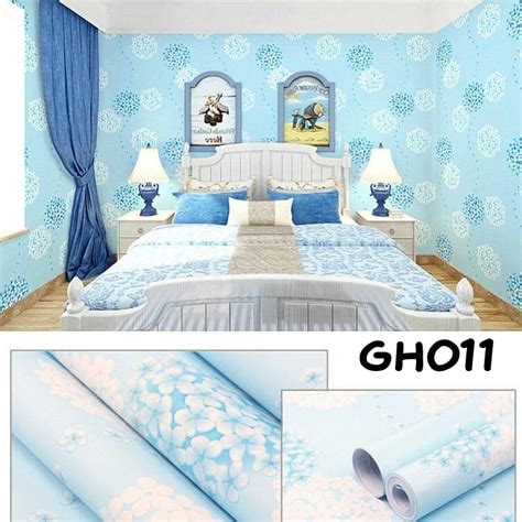 Jual Wallpaper Dinding Motif Bunga Biru Sticker Dinding Best Quality