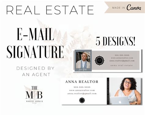 Realtor Email Signature Templates 5 Designs Real Estate Etsy