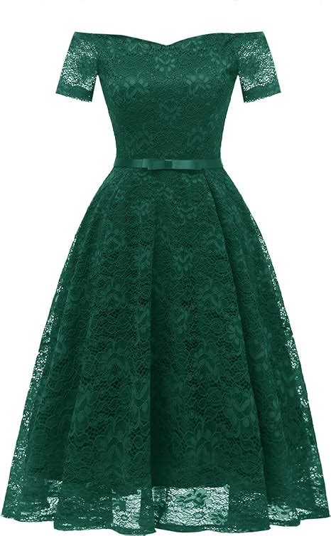 LA ORCHID Laorchid Vintage Damen Spitze Schulterfrei Kleid Cocktail