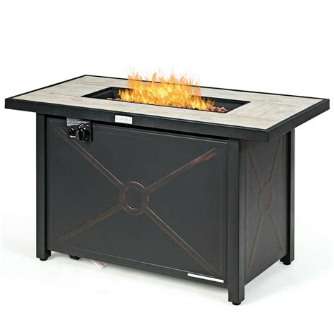 Gymax 42'' Rectangular Propane Gas Fire Pit 60,000 Btu Heater Outdoor ...