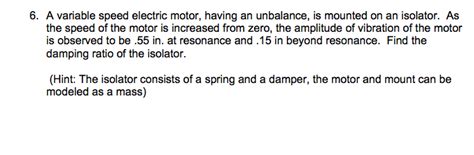 Solved A Variable Speed Electric Motor Having An Unbalance