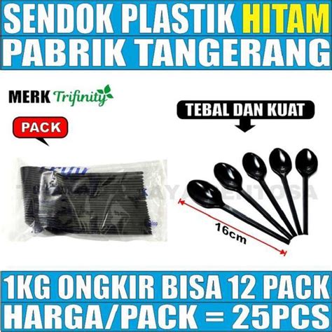 Jual Sendok Makan Hitam 25 Pcs Per Pack Plastik Panjang Murah Di Lapak