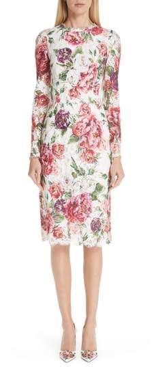 Dolce Gabbana Peony Print Lace Dress Lace Pink Dress Lace Dress