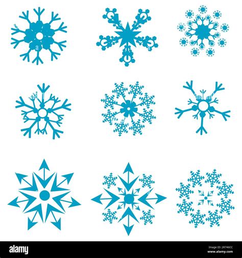 illustration of shapes of snowflakes on white background Stock Vector ...