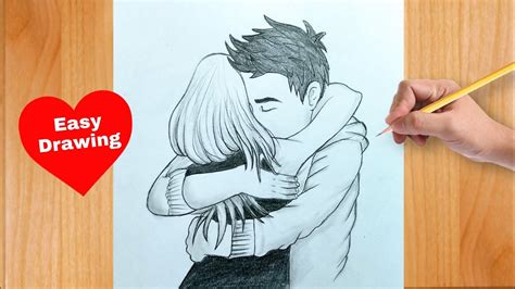 💕hug Day Drawing💏 Hug Drawing Easy For Beginners Couple Hug Drawing