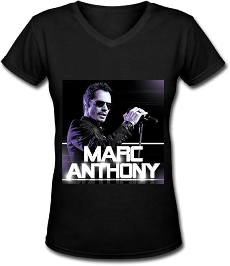 American Popular Latin Singer Marc Anthony Womens V Neck Tee Shirt Black Clothing