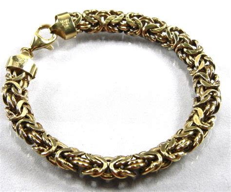 925 Sterling Italy Itaor Gold Tone Thick Byzantine Link Bracelet 12 2gm