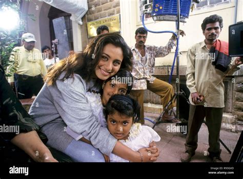 South Asian Indian bollywood actress Rani Mukerji with two girl on film ...