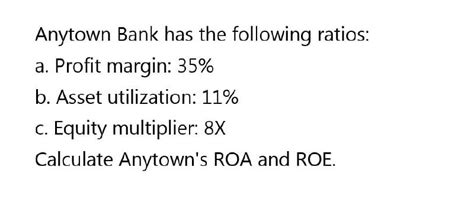 Answered Anytown Bank Has The Following Ratios … Bartleby