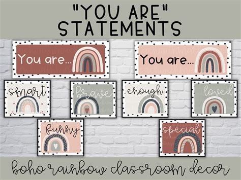 Boho Rainbow Positive Affirmation Posters For Classroom You Etsy