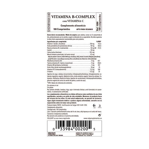 Solgar Vitamina B Complex Con Vitamina C Comprimidos