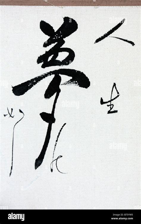 "Life goes like a dream" Japanese black ink calligraphy by unknown ...