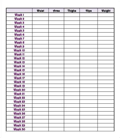 Free Printable Weight Loss Progress Chart