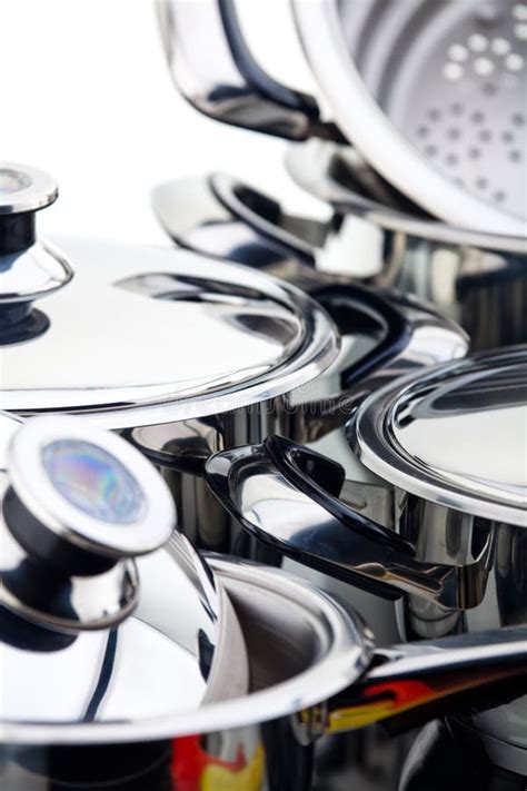 Stainless steel pans stock image. Image of cooking, saucepan - 12040381