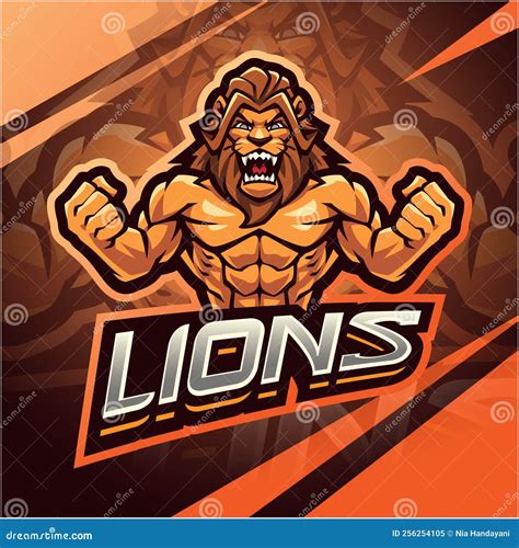 Lion Esport Mascot Logo Design Stock Vector Illustration Of Face