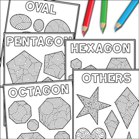 2D Shapes Printable Coloring Pages for Kids, Educational Shapes ...