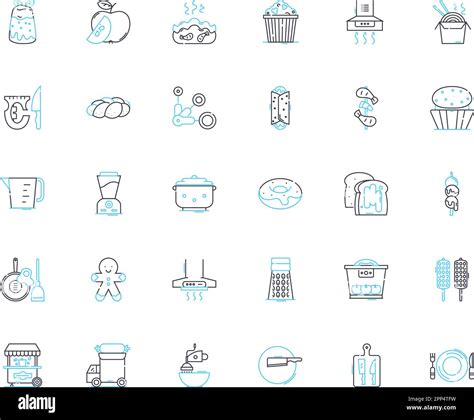 Gastronomy Food Linear Icons Set Delicacy Savory Palate Cuisine