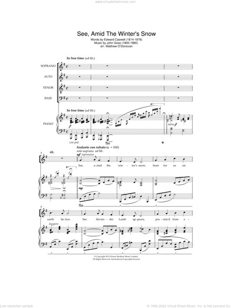 See Amid The Winter S Snow Sheet Music For Choir PDF