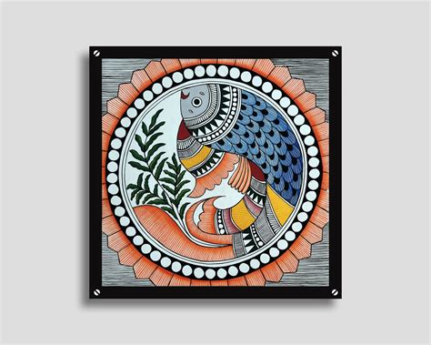 handmade madhubani fish painting indian folk art etsy