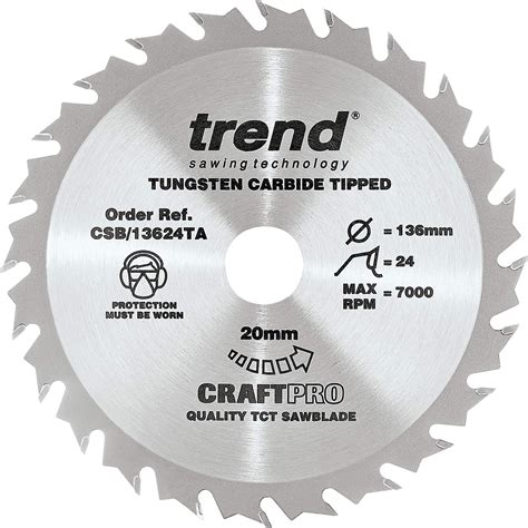 Trend CraftPro TCT Cordless Thin Kerf Sawblade For Wood 165mm Diameter