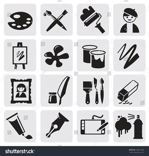 Vector Black Icons Set Arts Stock Vector (Royalty Free) 106811300 ...