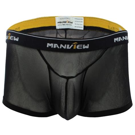 Uk Sexy Men See Through Boxer Briefs Sheer Mesh Pouch Underwear Panties