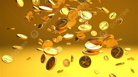 Cascading Coins 3d Render Of Golden Currency Pouring Down Background