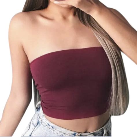 Soild Color Tank Tops Sleeveless Strapless Off Shoulder Backless Summer