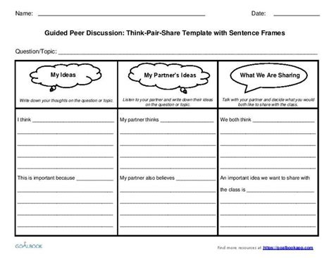 Think Pair Share Graphic Organizer