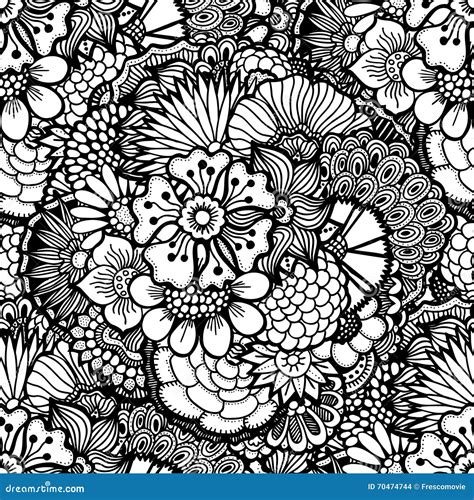 Papel Pintado Floral Drenado Mano Ilustración del Vector Ilustración