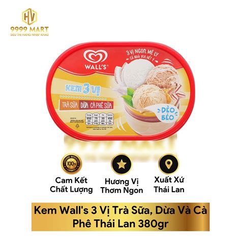 Kem Wall s 3 Vị Trà Sữa Dừa Và Cà Phê Thái Lan 380gr Siêu Thị Hàng