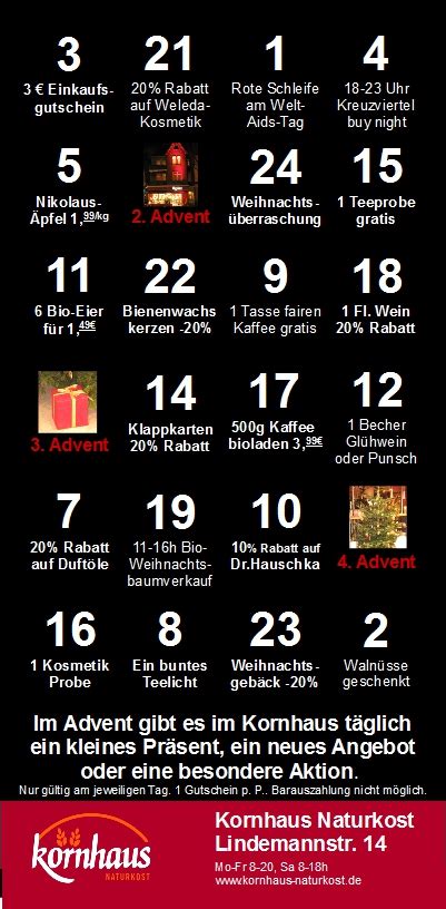 Der Kornhaus Adventskalender 2015 Kornhaus Naturkost