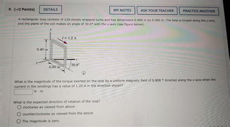 Solved A Rectangular Loop Consists Of 110 Closely Wrapped Chegg