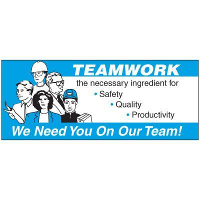 Teamwork We Need You On Our Team Motivational Banner | Emedco