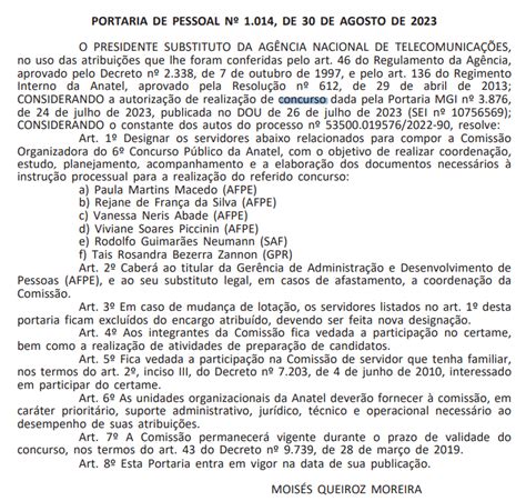 Concurso Anatel comissão formada edital em 2023 Veja