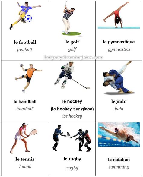 Les sports Vocabulaire illustré learn French vocabulary francais