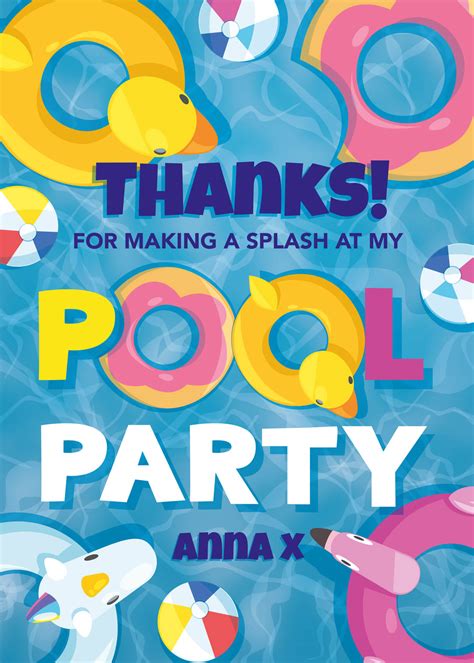 Pool Party Thank You Cards Party Doodle